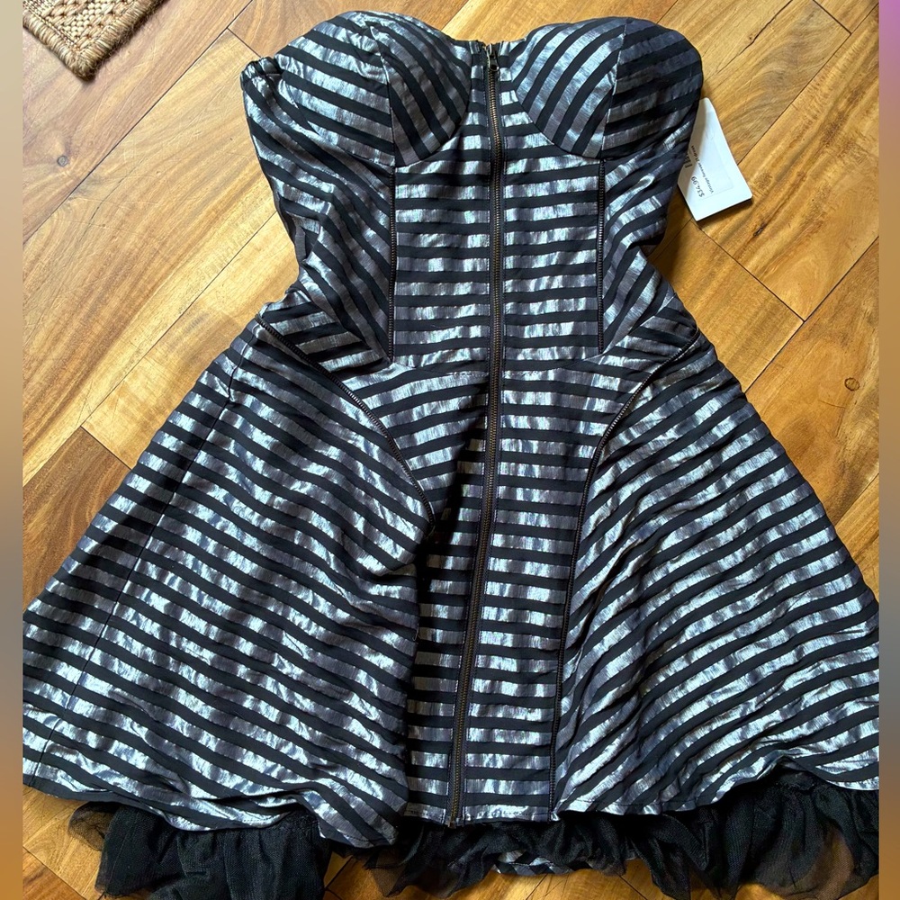 Vintage Forever 21 Twist Y2K Metallic Striped Mini Dress